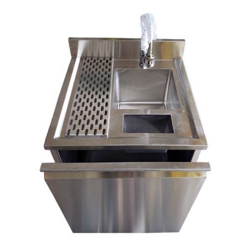 Quầy bar inox 1 chậu có thùng rác 3