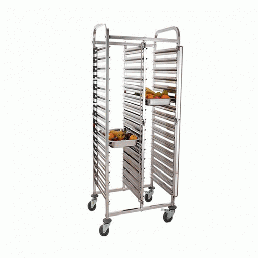 Xe đẩy khay cơm inox đôi 30 ngăn 3